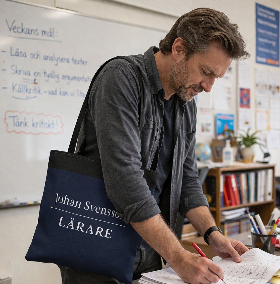 Personlig tygpåse till lärare med namn – stilren present till pedagog