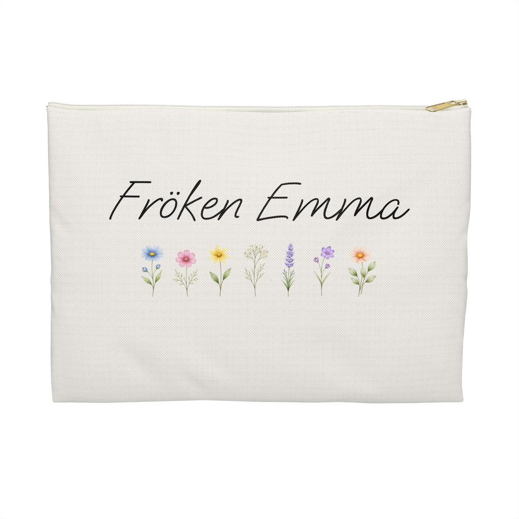 Personligt pennskrin – [Namn] med blommor