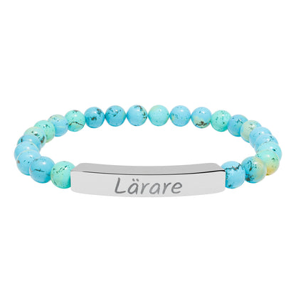 Natural Stone Stretch Bar Bracelet (Engraving)