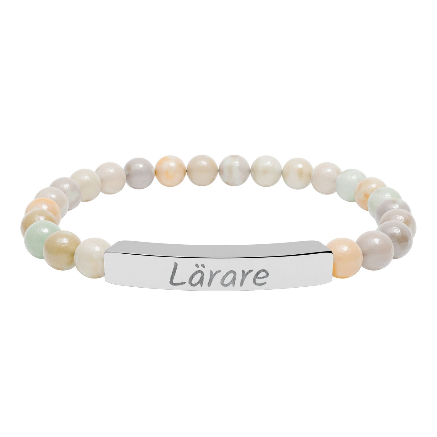 Natural Stone Stretch Bar Bracelet (Engraving)