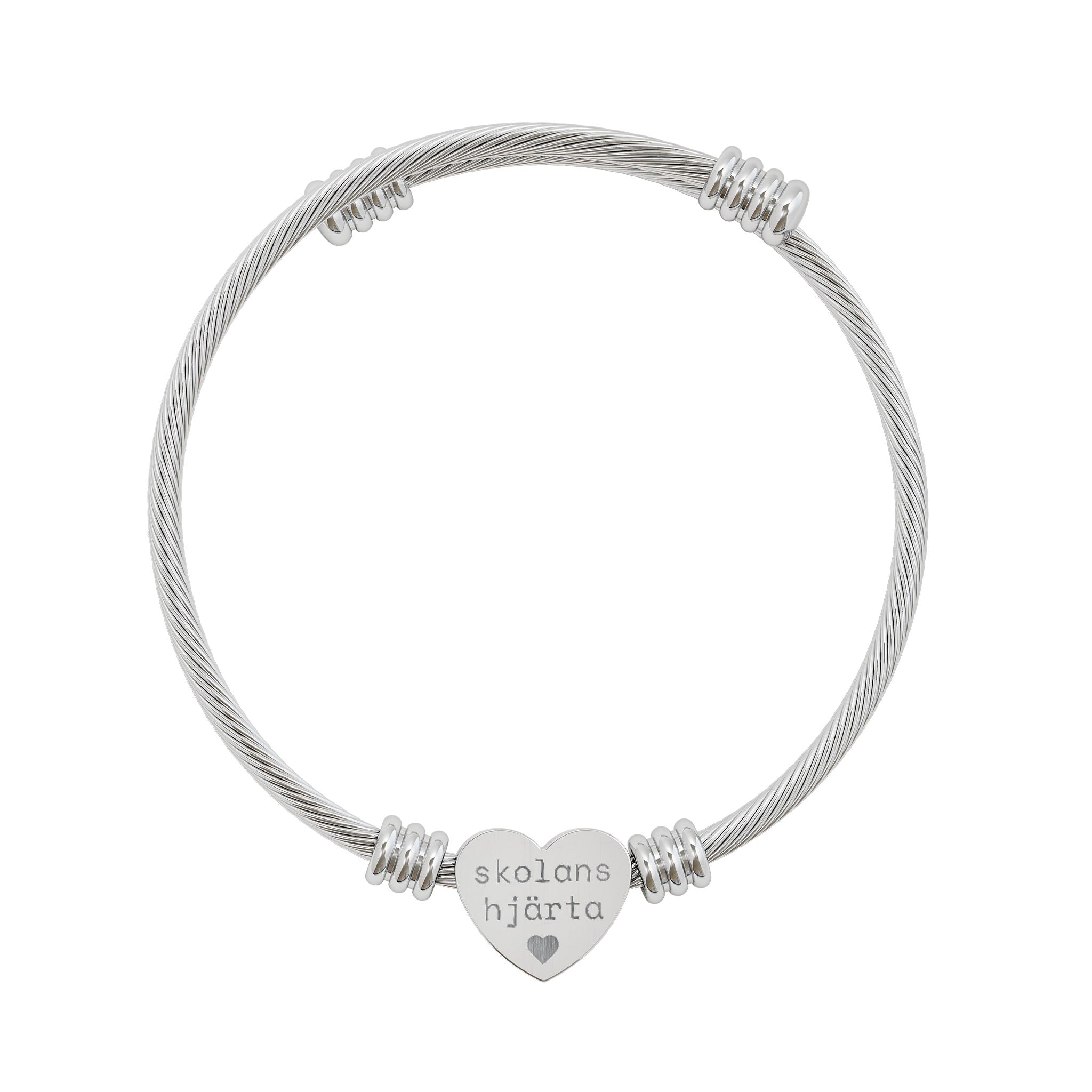 Skolans hjärta - Graverat armband med hjärtberlock