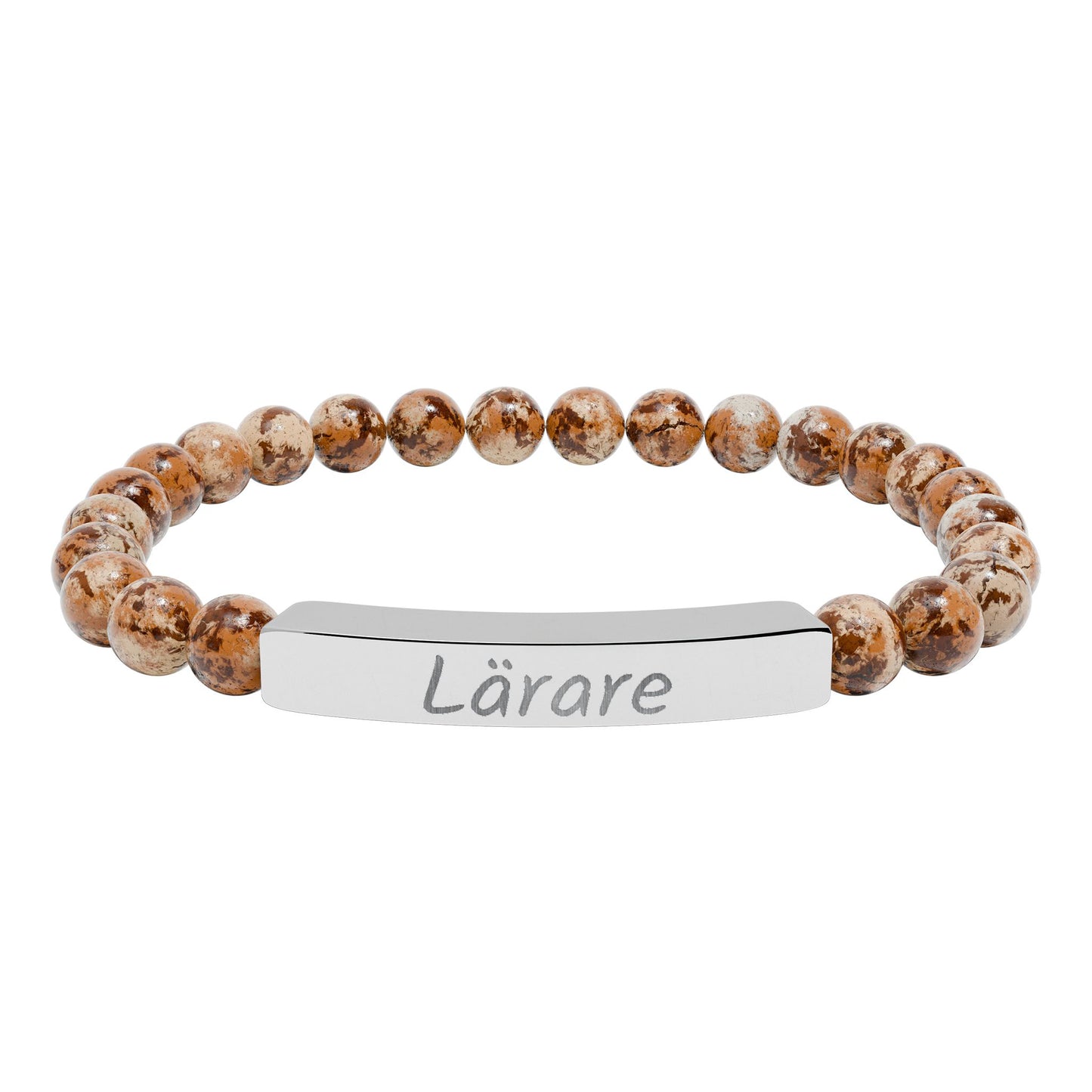 Natural Stone Stretch Bar Bracelet (Engraving)