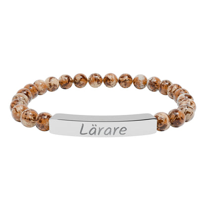 Natural Stone Stretch Bar Bracelet (Engraving)