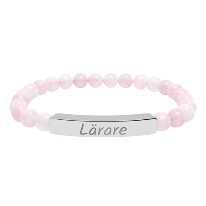 Natural Stone Stretch Bar Bracelet (Engraving)
