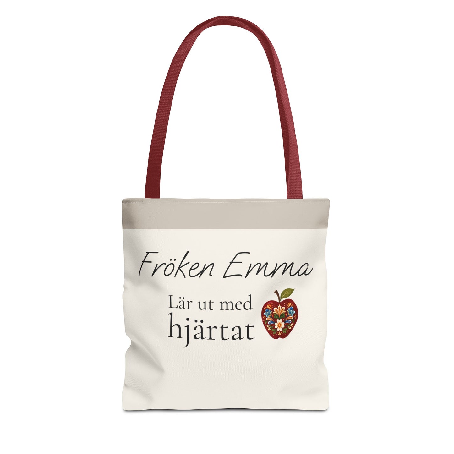 Personlig tygpåse till lärare med namn – lär ut med hjärtat present