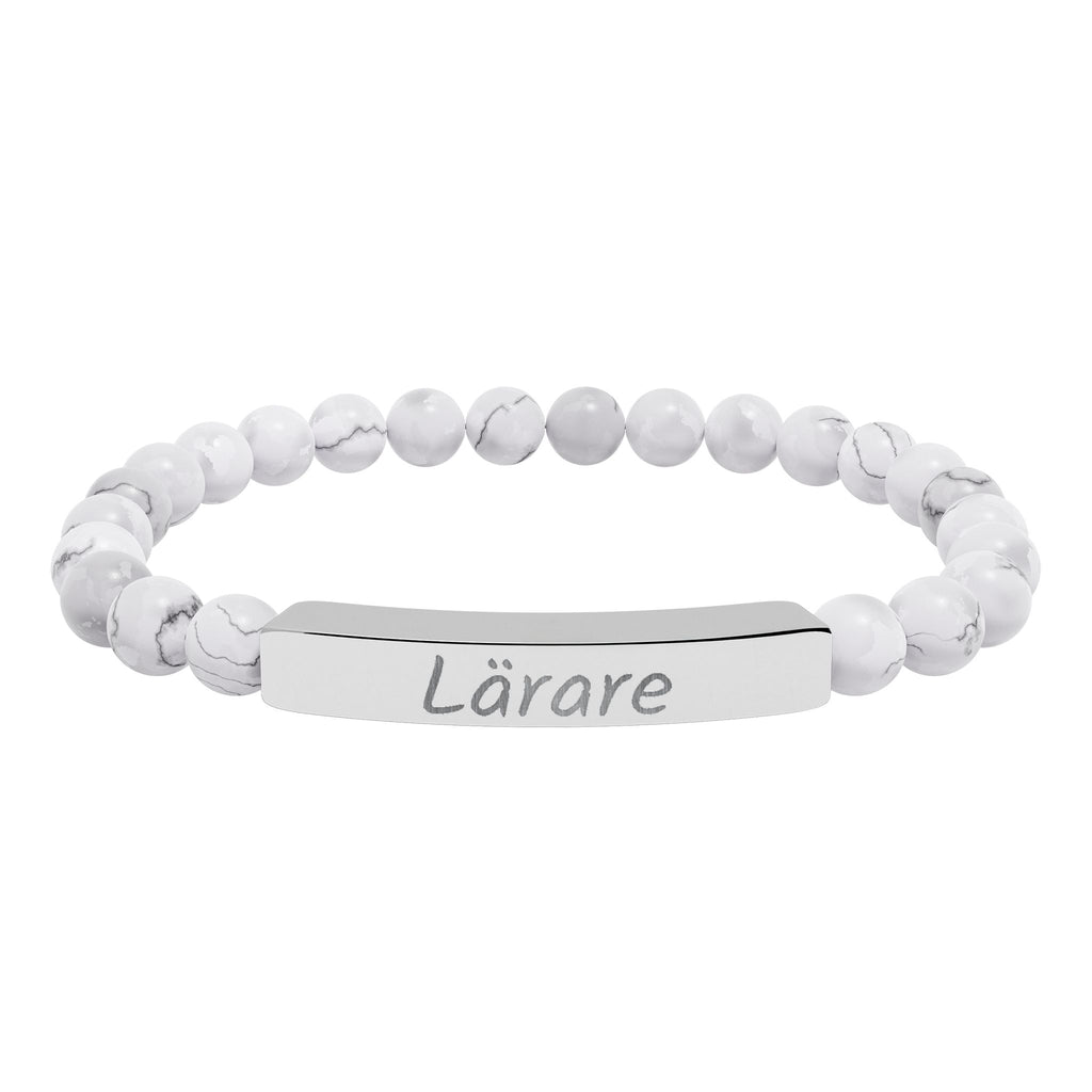 Natural Stone Stretch Bar Bracelet (Engraving)