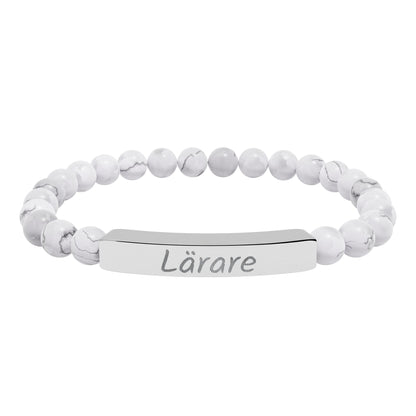 Natural Stone Stretch Bar Bracelet (Engraving)