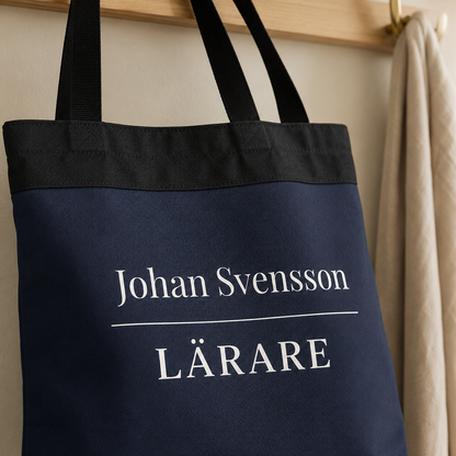 Personlig tygpåse till lärare med namn – stilren present till pedagog