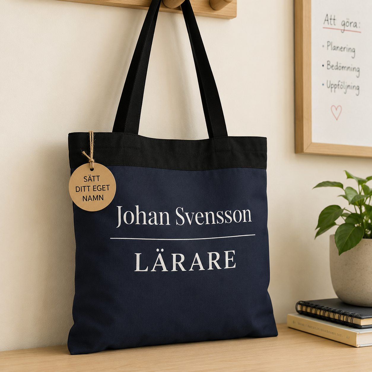 Personlig tygpåse till lärare med namn – stilren present till pedagog