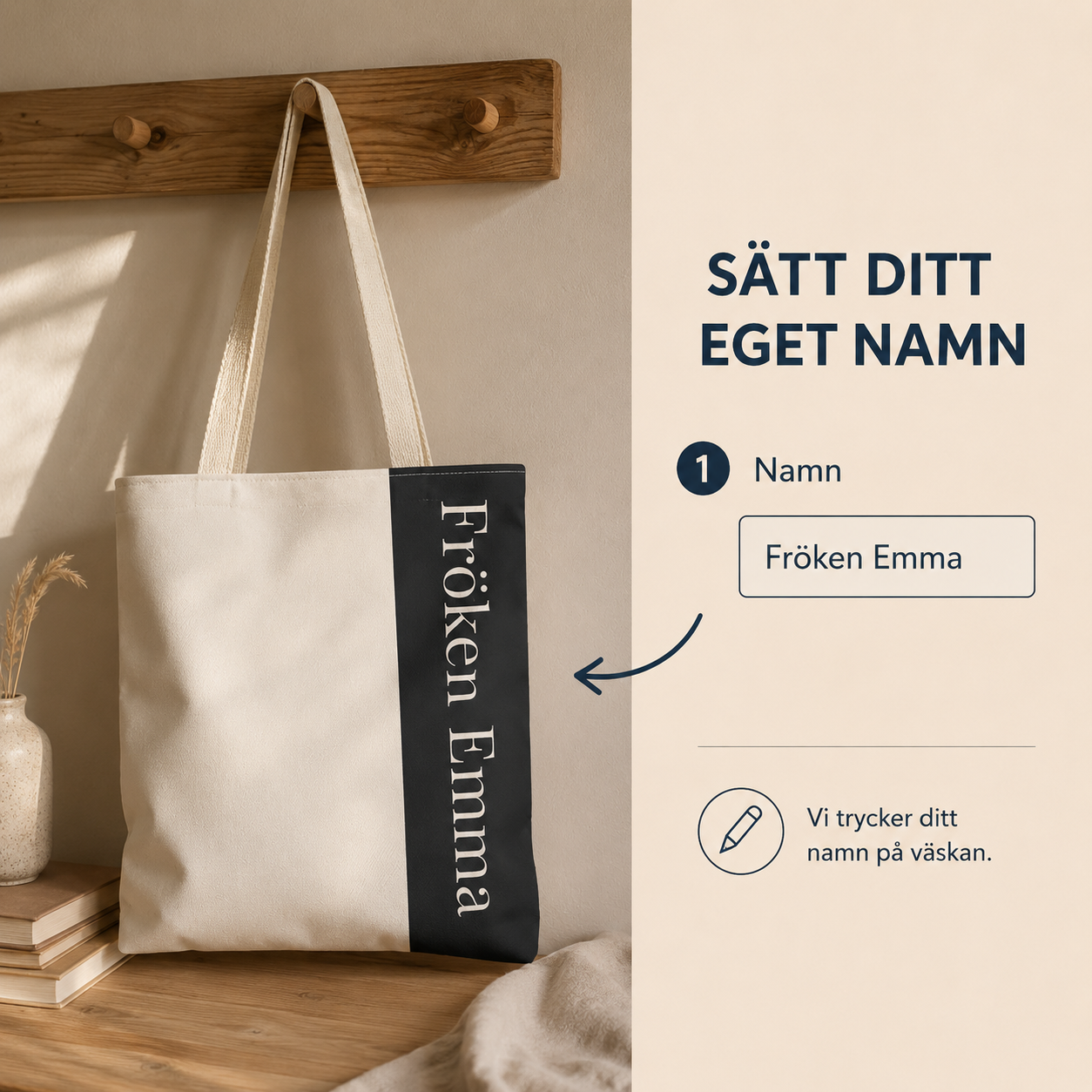 Personlig tygpåse till lärare med namn – modern present till pedagog