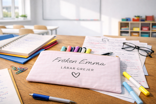 Personligt pennskrin – [Namn] | Lärargrejer. Dammrosa