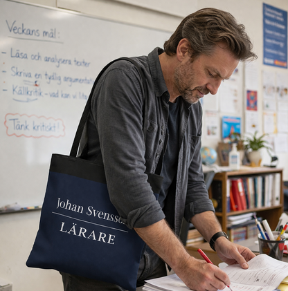 Personlig tygpåse till lärare med namn – stilren present till pedagog