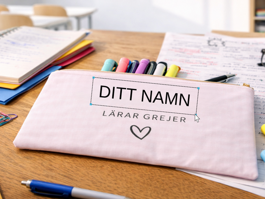 Personligt pennskrin – [Namn] | Lärargrejer. Dammrosa