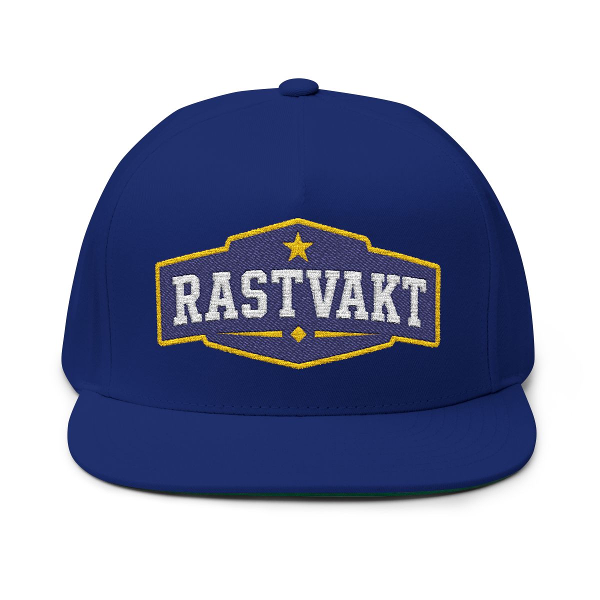 Marinblå broderad rastvaktskeps med platt skärm