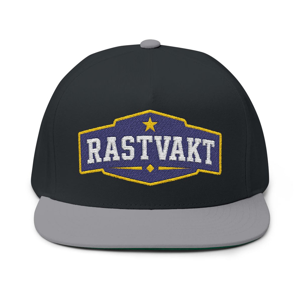 Svart och grå rastvaktskeps med broderat RASTVAKT-emblem